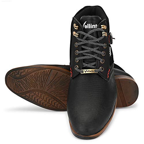 Image of Vellinto Mens Plyutherene Leather Sporty Casual with Strong Grip Boots Shoes for Man