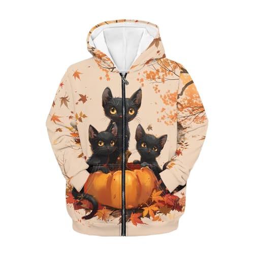 Image of Coloranimal Unisex Girls Boys Long Sleeve Casual Hoodies & Sweatshirts Tops Kids Zip Up Jacket Coat Age 6-16 Year
