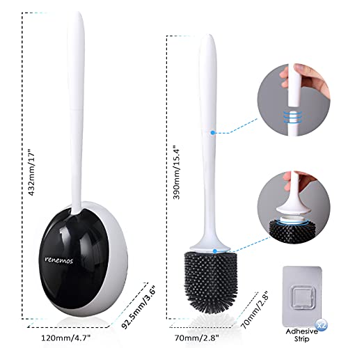 Renemos Toilet Brushes For Bathroom Wall Mount,Upgrade Silicone Toilet Brush With Holder thumb #5