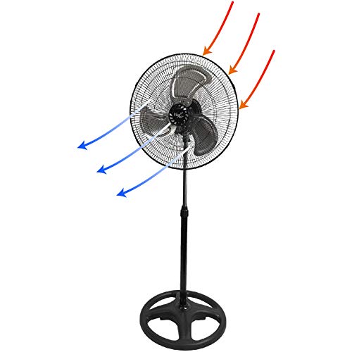Vie Air 18 Inch Industrial Heavy Duty Pedestal Oscillating Metal Stand Fan, Black