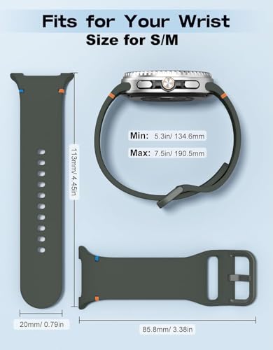 Image of YODI Strap Bands Compatible With Samsung Galaxy Watch 8 40mm 44mm /Watch 8 Classic 46mm Band,silicone strap with stitching Design Wristband for Galaxy Watch 8 /8 Classic Small /Large Size