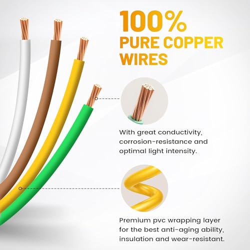 Oyviny Trailer End 4 Pin Trailer Connector 12 Inch, 16AWG Thick Pure Copper 4 Way Flat Trailer Wiring Harness with Dust Cover Replacement 4 Prong Hitch Plug for Utility, Boat Trailers, ATV/UTV, 1 Feet