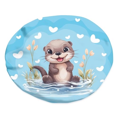 Image of Otter Print Kids Satin Sleep Cap Satin Bonnet Boys Girls Beanie for Night Sleeping Spring Summer Fall Winter Curly Hair Cap for Toddler Children Baby Headwear