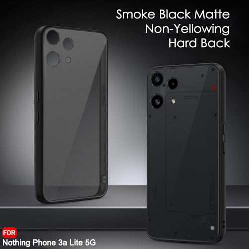 Image of TheGiftKart Hybrid Shockproof Back Cover Case for Nothing Phone 3a Lite 5G | Hard Back Cover Case for Nothing Phone 3a Lite 5G (PC & TPU, Translucent Smoke Matte Back, Black Sides)
