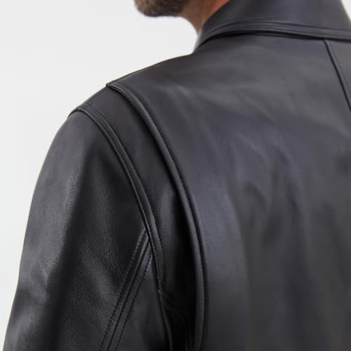 Leather Jacket Men,Lambskin Jacket with Full Zip Front,Casual Style,Tailored Design,Metal Snap Cuffs 5