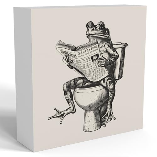 Funny Bathroom Decor, Funny Bathroom Wall Art, Black and White Bathroom Decor, Cute Bathroom Decor, Bathroom Decor for Shelves, Wooden Box Decor Sign for Home Farmhouse Office Living Room Table Shelf