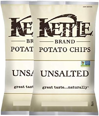 NEW Kettle Brand Potato Chips Unsalted & Himalayan Salt Cooked In 100% Avocado Oil Gluten Free (Unsalted, 2)