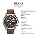 HUGO #Chase Men's Multifunction Stainless Steel and Leather Strap Casual Watch, Color: Brown (Model: 1530162)
