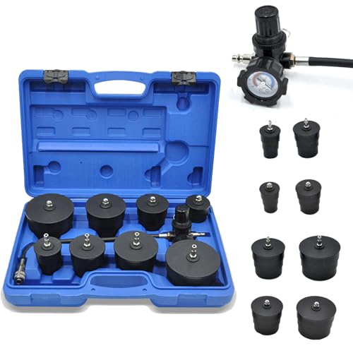 9pcs Probador Fugas del Turbo, Adaptador de Sistema de Aire de Carga del Turbocompresor, Kit de Prueba de Lubina de Refuerzo con Un Probador de Manómetro, Adaptador de Enfriador