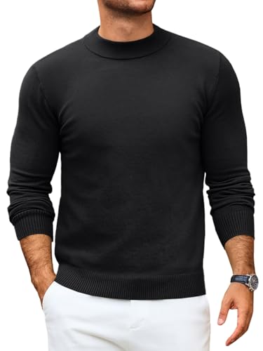 Runcati Mens Mock Turtleneck Pullover Slim Fit Casual Basic Thermal Knit Sweater Lightweight Long Sleeve Pullover Tee