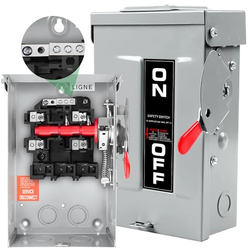 【Upgrade】 2P 30 Amp Disconnect,Disconnect Switch,Add Ground Design,Non-Fusible,NEMA 3R Standard,Heavy Duty Steel Material,Rust and Corrosion Resistant,for Indoor and Outdoor,120/240v,11-Year Warrnaty