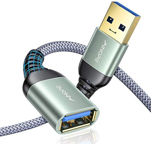 AINOPE 2 Pack 3.3FT+6.6FT USB 3.0 Extension Cable Type A Male to Female Extension Cord Durable Braided Material Fast Data Transfer Compatible with USB Keyboard, Mouse, Flash Drive, Hard Drive
