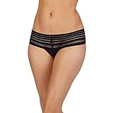 DKNY womens Dkny Women Classic Cotton Wide Lace Trim Panty Thong Panties, Black, Small US