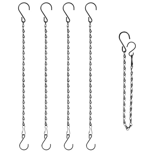 RIFNY 20 Inch Chain for Hanging Plants Black Small Plant Chains for Hanging Baskets Kits with Hooks for Bird Feeders Planters Billboards Lanterns Wind Chimes Ornaments Outdoor Indoor Use (5 PCS)