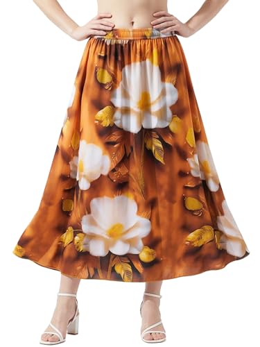 Image of VAGISHA Women's 4-Metre Flared Long Skirt | Skirts for Women Long Length | Long Skirts for Girls | Ethnic & Boho Printed Wear with Elastic Waist | Perfect for Party, Festive & Casual Look