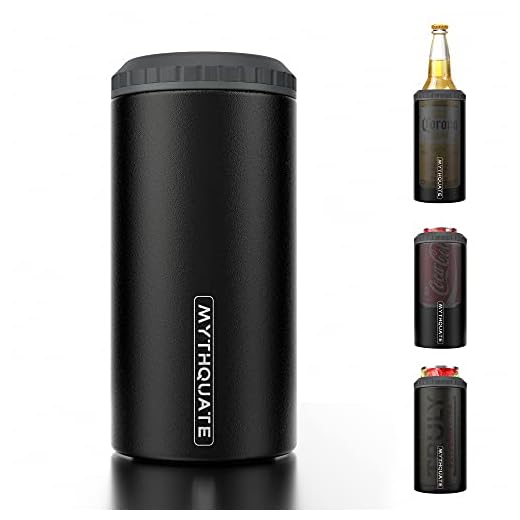 3 in 1 Slim Can Cooler for 12 OZ Skinny Can, Regular Can & Beer Bottle - Keep Cold for 6 Hours - Double Walled Insulated Stainless Steel Vacuum Beverage Can Insulator (Matte Black)
