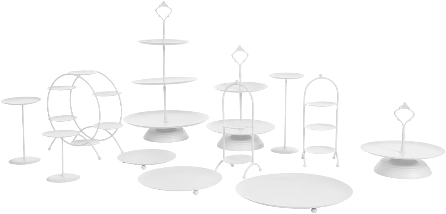 12pcs Metal Dessert Stand Set, Cupcake Stand Serving Trays Cupcake Display Stand Cookie Tray, Versatile Style for Tea Party & Birthday (White )