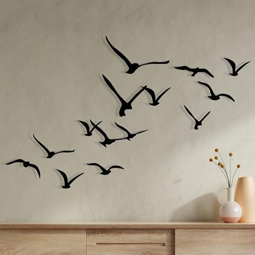 Hanah Home Elegant Black Metal Decorative Wall Accessories Set (11 Piece), 100% Metal, 1.2mm Thick, Unique Bird Designs for Modern Home Decor