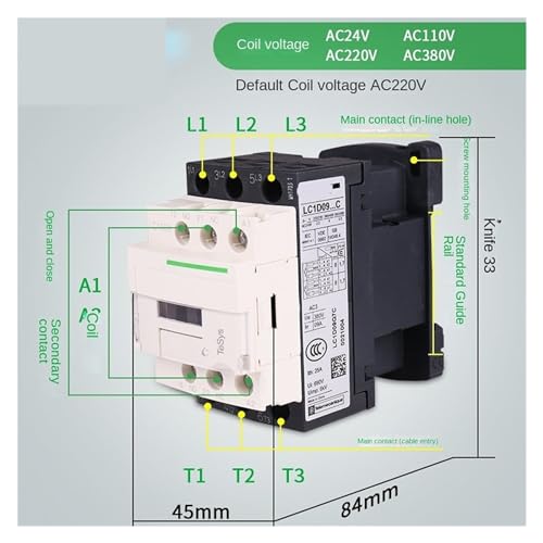 Contacteur AC lc1d32 inverseur triphasé 25A commande bobine 220V 50/60Hz - 3