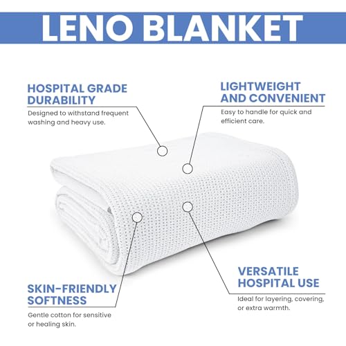 Linteum Textile Supply White Hospital Thermal Blanket 66x90 Inch 100% Cotton, Soft and Cozy, Breathable, Open-Cell Weave Design, All Season Twin Hospital Blanket (1-Pack) - Image 3