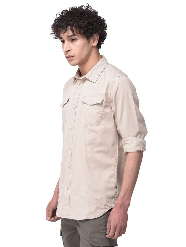 Image of Woodland Mens Cotton Printed Casual Regular Fit Full Sleeves Shirt