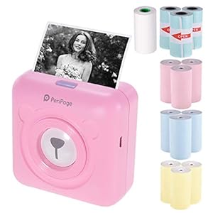 Aibecy1 PeriPage Mini-fotoprinter, Pocket Wireless BT, thermoprinter, fotolabels, memo kwittpapierprinter + 9 rollen…