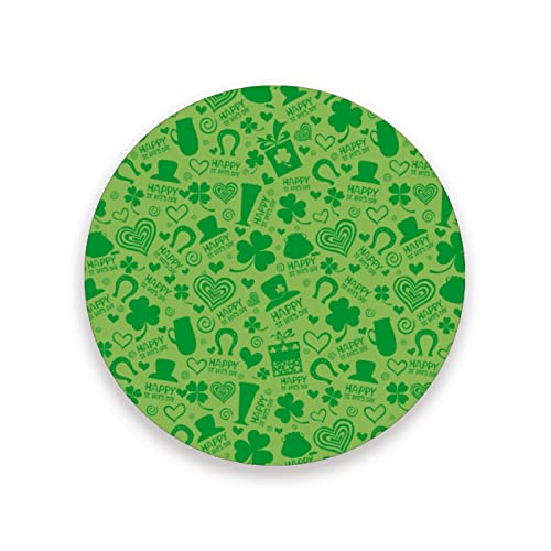 Aziz Patrick Günü Seramik Taş Bardak Altlığı Mantar Taban Ev Dekorasyonu Bardak Altlığı Masa Koruma Altlığı, 2'li Set, 9,9 İnç