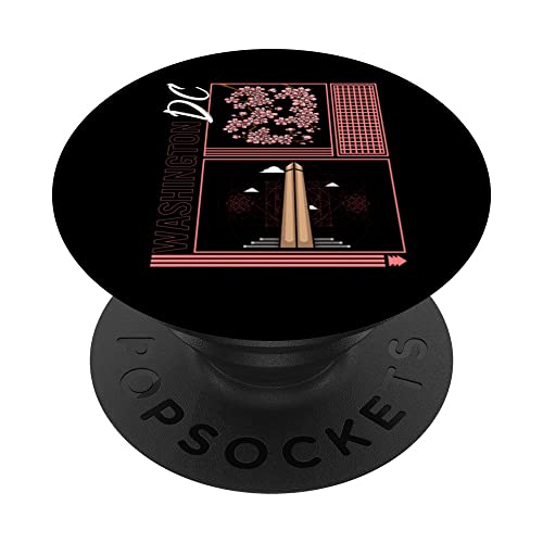 Washington DC Cherry Blossom Floral Pop Culture Tee, Nationa PopSockets Swappable PopGrip, Black
