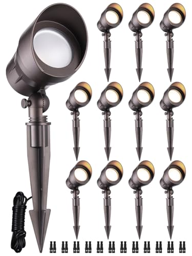 LEONLITE 12-Pack Low Voltage LED Landscape Spotlight, 5W 12V Pathway Lights Outdoor, CRI90, Aluminum...