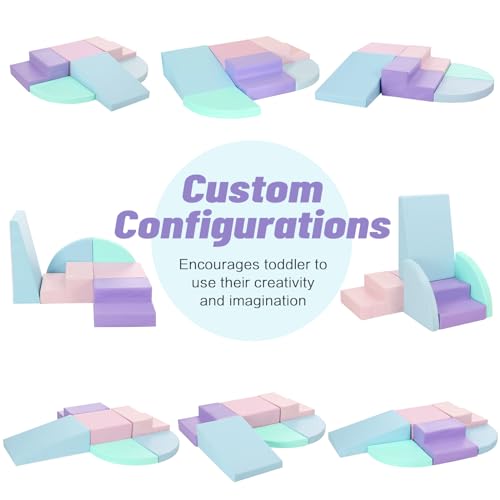 TODIBY 6-Piece Foam Climbing Blocks for Toddlers: PU Leather Colorful Baby Foam Climbing Gym Indoor Toy Building Blocks