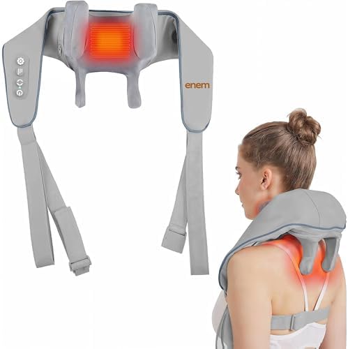 enem massage machine for body pain, Neck Massager for Cervical Pain, Body Massager Machine for Pain Relief, with Heat Circulation Eases Muscle Soreness, Grey