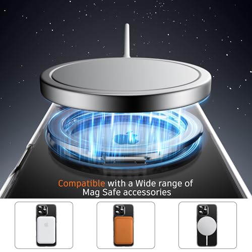 Image of Diverbox for iPhone 16 Pro Case Clear [Compatible with MagSafe] [with Screen Protector + Camera Lens Protection ] with Magnetic Ring Kickstand Phone case for iPhone 16 Pro (Clear Magnetic Ring)