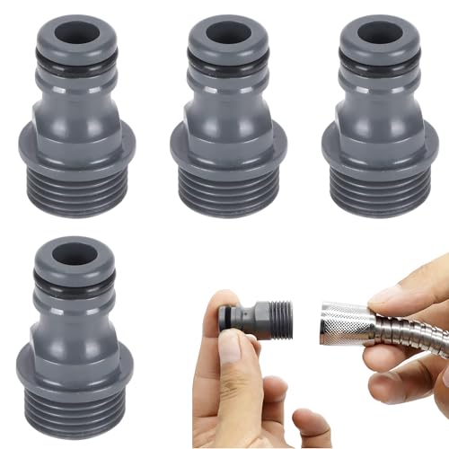 Vueinrg 4 Piezas Conectores de Manguera Boquilla de Acoplamiento de Manguera de Jardín Acoplamiento Rápido de 1/2 Pulgada Rosca Macho G1/2 para Conexión de Manguera Adaptador de Manguera