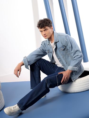 Image of KOTTY Mens Solid Elizabeth Blue Utility Pocket Jeans
