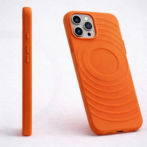 Image of amazon basics Shockproof Case for iPhone 14 Pro | Ripple Pattern | Camera Protection | Protective Cover with Enhanced Grip & Wireless Charging Support - Orange