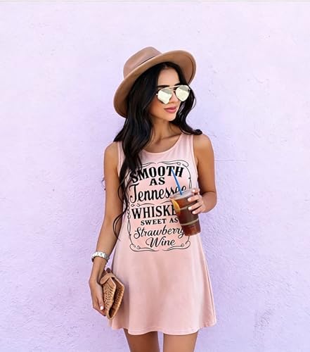 Image of Vintage Rock Country Music Dress for Women Rock Concert Band Graphic Tshirt Casual Letter Print Short Dress