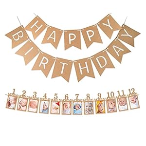 Koogel 1. Geburtstag Girlande, Baby Geburtstag Fotogirlande Foto Banner Hängende Foto Wanddekoration für Erste Heilige…