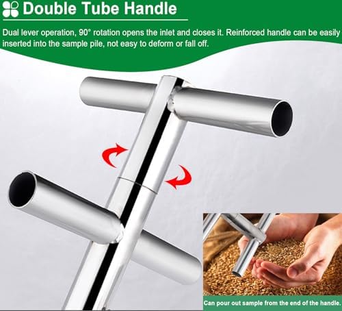 Handheld Grain Sampling Pole, Sectional Design Probe for Agriculture, 2m/2.5m/3m Lengths, Powder & Solid Sample Tube, Ideal for Garden & Farm Use (Dia 38mm / 1.5")