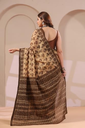 Image of TAMAIRA FASHION Mulmul Pure Cotton Saree For Woman Floral Batik Printed|Office Wear Daily Wear Sarees For Women Without Blouse Piece(Available in 18 Colours)