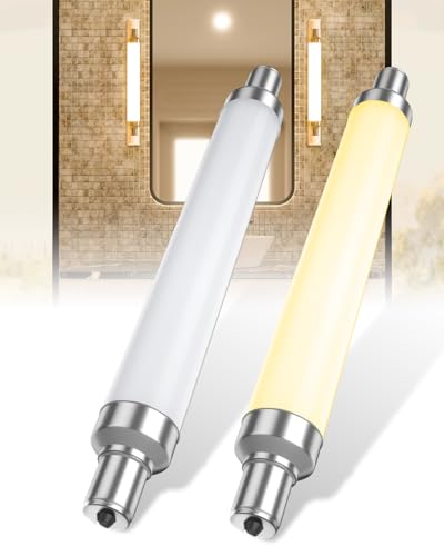 Image of Lamptobe 4W S15s LED Light Bulbs 221mm S15s Strip Tube Light Bulb 40W S15 Bulb Replacement Warm White 3000K T25 Tubular Light Bulb for Mirrors, Cabinet, Bathroom, Non-Dimmable, 2 Packs