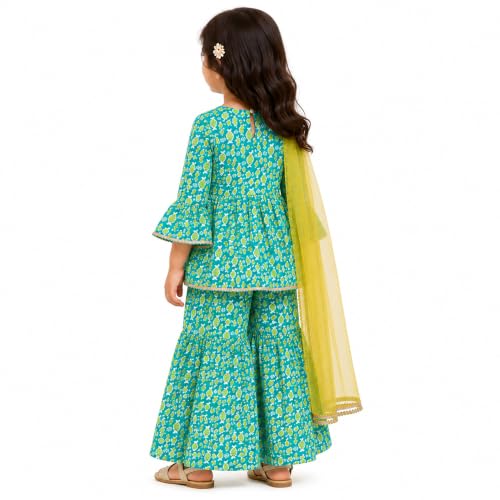 Image of LITTLE GINNIE Girls Kurta Sharara Set | Traditional Ethnic Wear for Kids