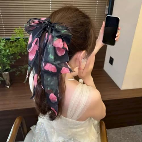 2 Pinzas para cabello con botón y borlas largas miniatura 5