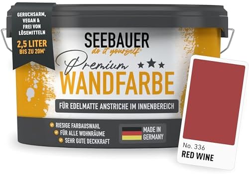 Wall Paint Red 2.5 L for Indoor Use (No. 336 Red Wine) Elegant Ma...