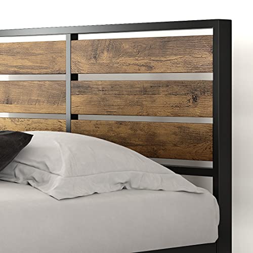 image for SHA CERLIN Full Size Bed Frame with Wood Headboard and Footboard, Heav
