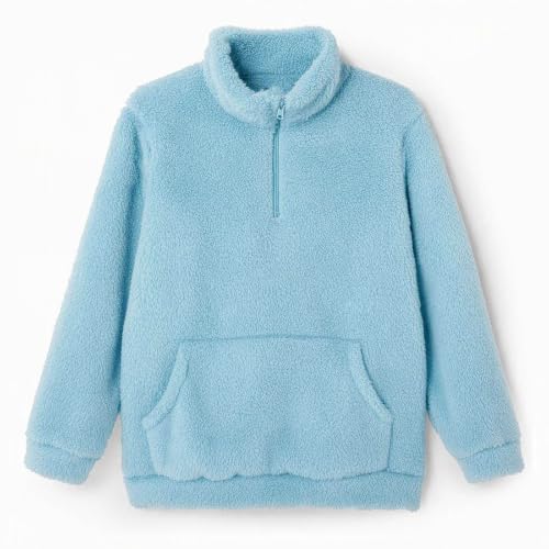 Girls Fuzzy Fleece Pullover Hoodies Half Zip Long Sleeve Sweatshirt | Soft Warm Fuzzy Fleece Half Zip Pullover with Kangaroo Pocket, Fall Winter Outfits for School Lounge Outdoor - image 5