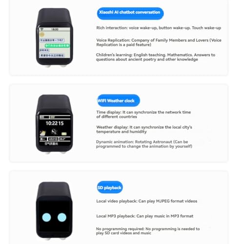Robot de Chat AI Xiaozhi Compagnon Connecté avec Écran Météo WiFi - 6