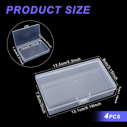 Image of 5.3X3.1 Inch 4 Pack Mini Plastic Storage Containers Box with Lid, Rectangle Clear Storage Boxes Clear Rectangle Box Organizer for Collecting Small Items Beads Jewelry Game Pieces Business Cards