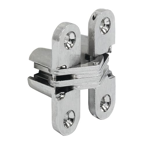 Brixwell QHZQ-009 Concealed Hinge, Soss, Invisible Hinge, 180 Degree Opening Angle 19-24 mm A Wood Thickness 19-25mm, SOSS #203, Satin Chrome Nickel Plated