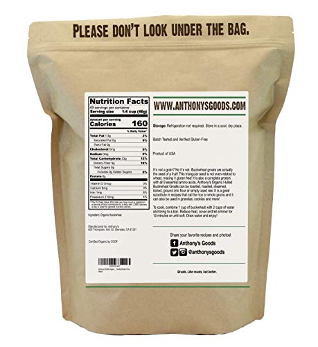 Anthony's Organic Hulled Buckwheat Groats, 5 Lb, Raw, Grown In Usa, Gluten Free #TOP1