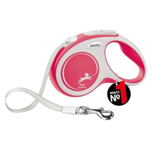 flexi - Rollschnur New Comfort Band - 5 Meter bis 15 kg - Rot - 1 Stück